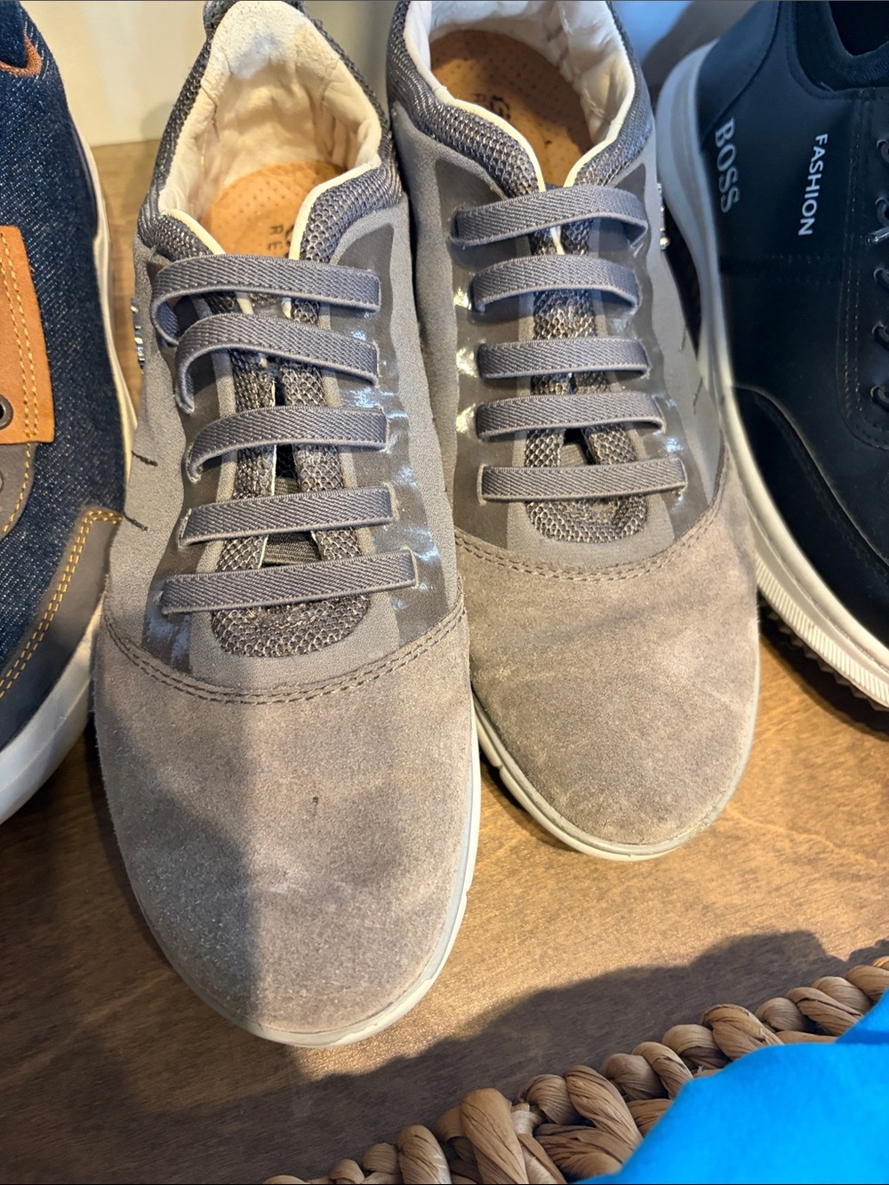 Geox Gray Suede Lace-Up Sneakers